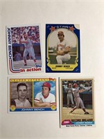 Lot of 4 Johnny Bench Baseball Cards