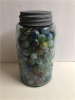 Mason Jar Full Of Vintage Marbles