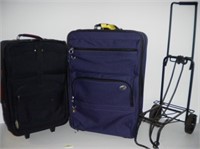 2 large suitcases with cart