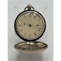 19th C Sterling Silver Fusee Pocket Watch JOHNSON