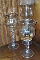 3 pc amber candle holders