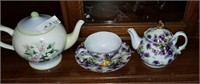 2 Teapots & teacup w/saucer