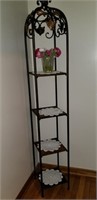 5 ft. 4 shelf metal Etagere w/flower & doilies