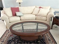 Oval Coffee Table with Patterned Glass Top