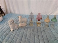 PERFUME BOTTLES - STATUE OF DOG AND LAMP