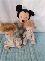 2 DOLLS AND MICKEY MOUSE