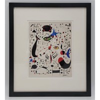 Abstract Watercolor Painting Signed Miro