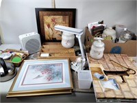 Floor mats, framed pictures, paintings on board &
