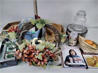 Kitchen canister, cookbooks including Bisquick &