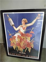 Framed reproduction poster, KIna Au Vin Blanc de