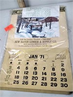 New haven lumber and supply 1971 calender in