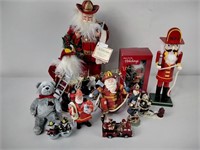 Firefighter Christmas Santa figures including