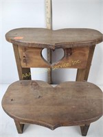 Heart step stool bench wooden