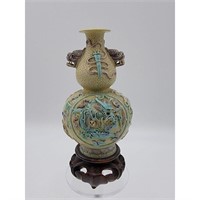 A Nicely Carved Chinese Porcelain Vase W/ Dragons
