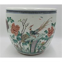 Late Qing Dynasty Chinese Famille Verte Fish Bowl