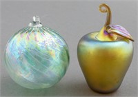 Art Glass Ornament and Apple Decor, 2 Pcs