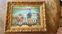 Vintage Heavy Framed Kids fishing and looking over