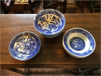 Vintage Japanese Blue Willow Partial Set