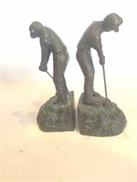 PAIR OF GOLFER'S BOOKENDS