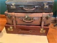 3 LEATHER SUIT CASES