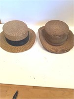 TWO EARLY STRAW HATS