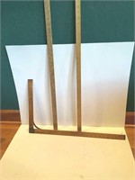 2 WOODEN YARD STICKS AND A WOODEN SQUARE