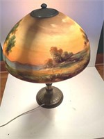 SIGNED JEFFERSON REVERSE PAINTED LAMP