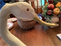 SIGNED WOOD CARVED SWAN