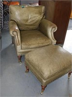 Leather Chair w/Foot Stool