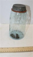 Ball Jar w/Zinc Lid & Old Coins