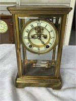 NEW HAVEN CLOCK CO METAL AND GLASS CLOCK