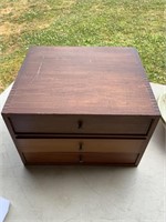 WOODEN BOX WITH CLOCK PARTS