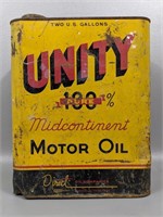 Vintage Unity Motor Oil Two Gal Can