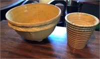19th C. Ceramic Batter Bowl & Vintage Planter