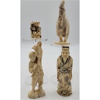 A Grouping Of 4 Chinese And Japanese Carvings Sig