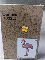 wooden jigsaw puzzle flamingo