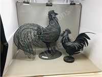 2- metal rooster ornaments