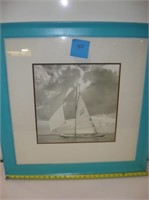 Teal Wood Sailboat Picture -