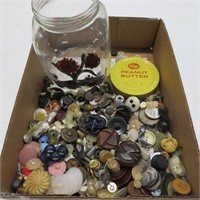 Buttons-assorted-hand painted glass jar-Kroger