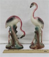 Figurine Set -Flamingoes Ceramic Pink 1950's