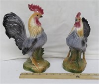 Figurines - Roosters - H 10" Vintage
