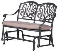 Athens Bench Glider With Cushion, Outdoor Metal