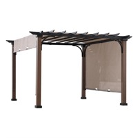 Sunjoy 11 ft. x 11 ft. Steel Pergola with Natural