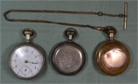 3 non-working pocket watches: 1904 Waltham model 1