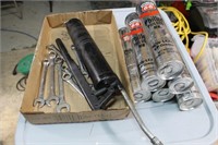GREASE GUN & ASSORTED WRENCHES