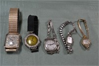 5 vintage wrist watches: Hamilton, Bulova, 3 Elgin