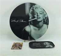 Marilyn Monroe clock and two Marilyn Monroe