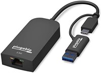 Plugable 2.5G USB C and USB to Ethernet Adapter,