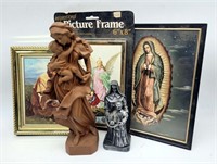 Framed Religious Prints & Figurines