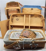 Large Lot Peterboro Baskets, Liners, Lids, Divider